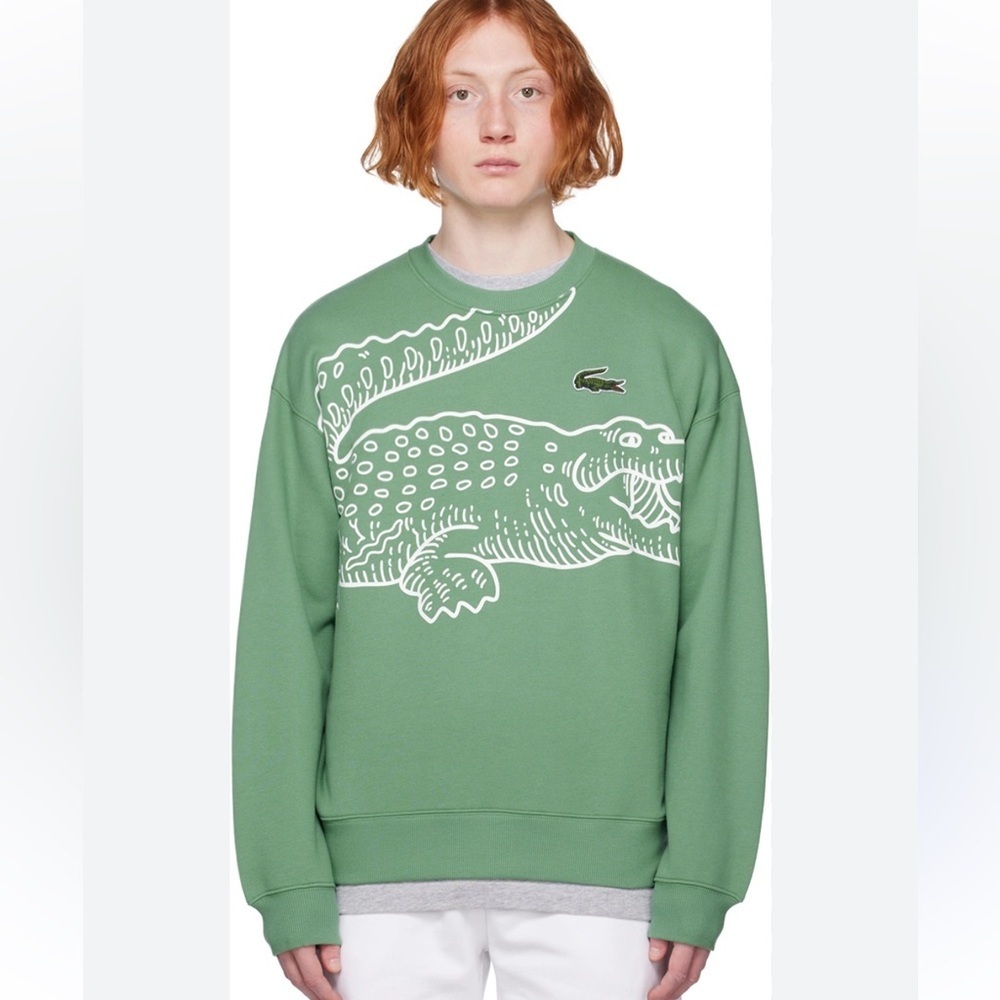 NWOT Lacoste Men’s Round Neck Loose Fit Croc Print Jogger Sweatshirt Size M - Picture 7 of 13